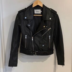 Deadwood Black Leather Biker Jacket